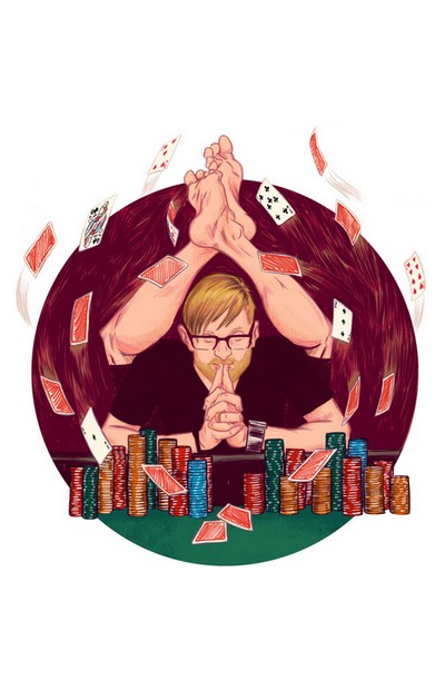 joueur poker zen jetons cartes